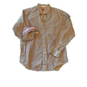 Robert Graham Mens Checkered Paisley Contract Cuff Long Sleeve Button-Up Shirt M